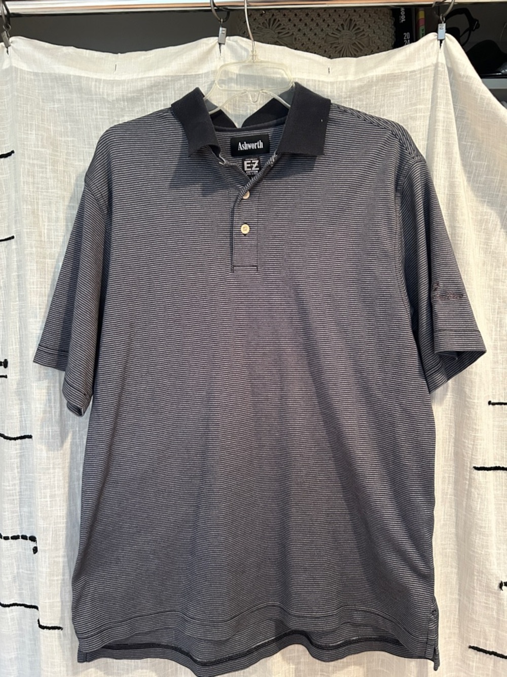 Ashworth Men’s Navy & Black Micro-Stripe Polo